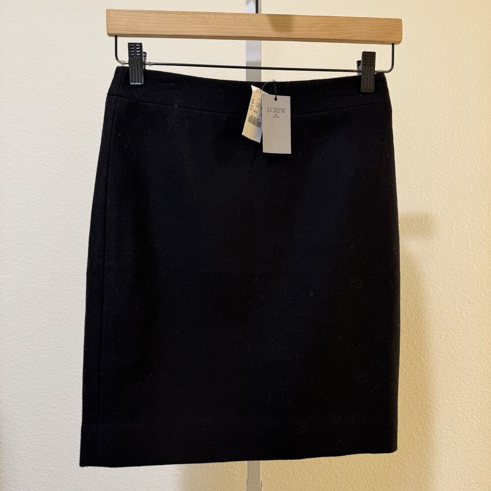J. Crew The Pencil Skirt 00P Wool Blend Black NEW